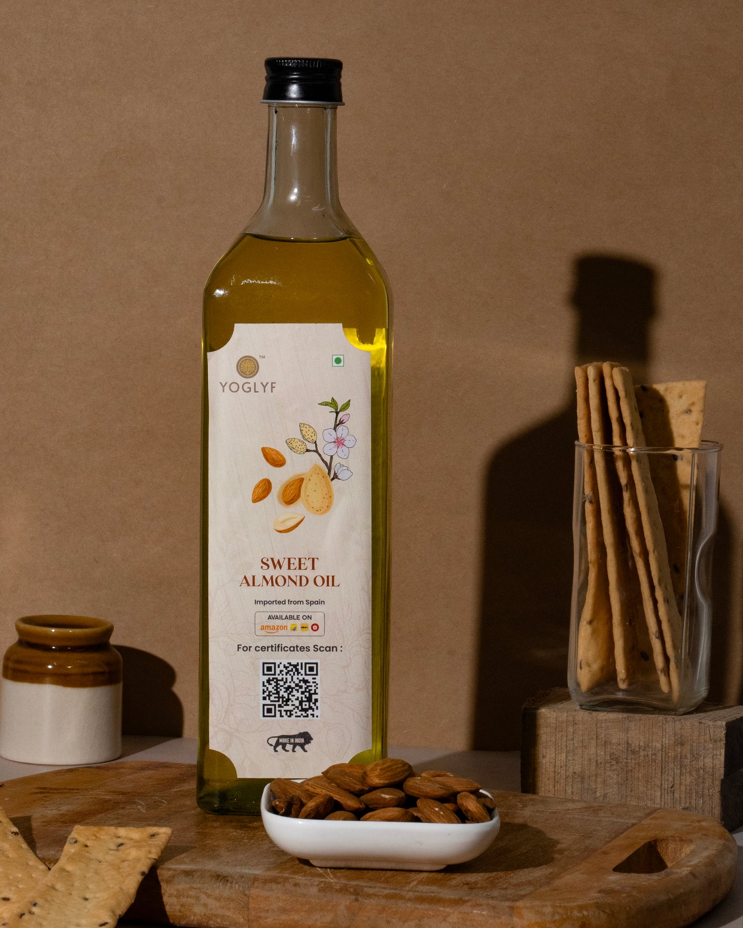 YOGLYF 100% Pure Cold Pressed Almond Oil - 1000 ml