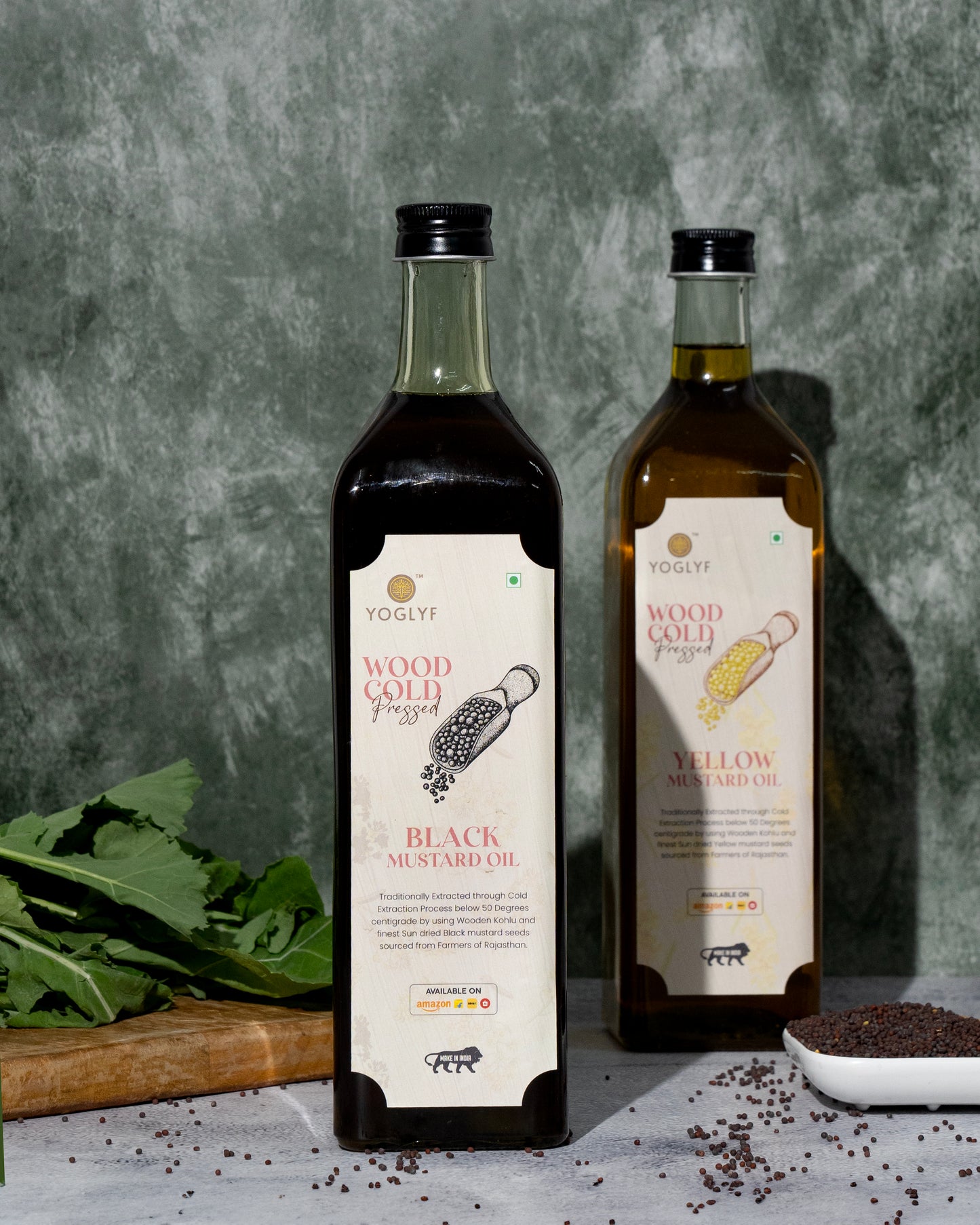 YOGLYF Black Mustard Oil 1L Glass Bottle