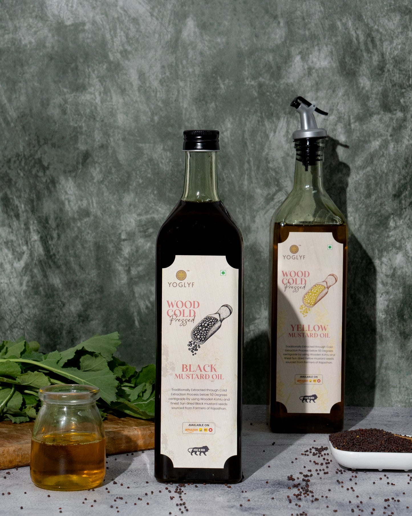 YOGLYF Black Mustard Oil 1L Glass Bottle