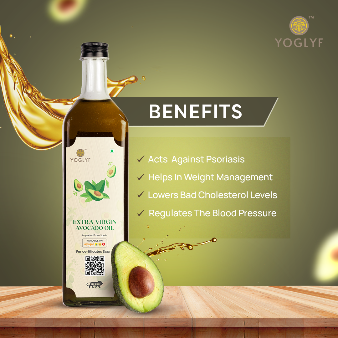 YOGLYF 100% Pure Cold Pressed Avocado Oil - 1000 ml