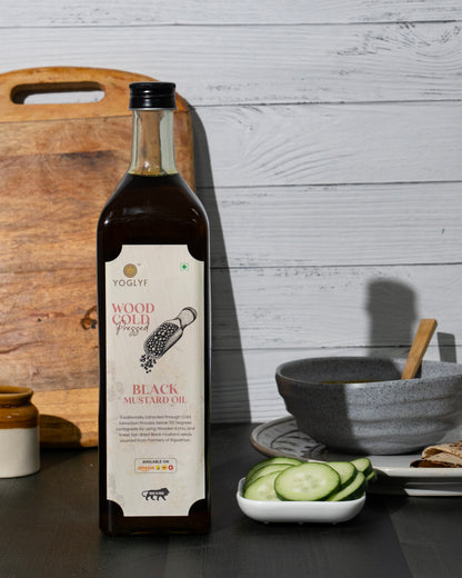 YOGLYF Black Mustard Oil 1L Glass Bottle