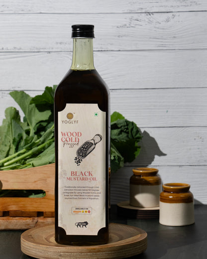 YOGLYF Black Mustard Oil 1L Glass Bottle